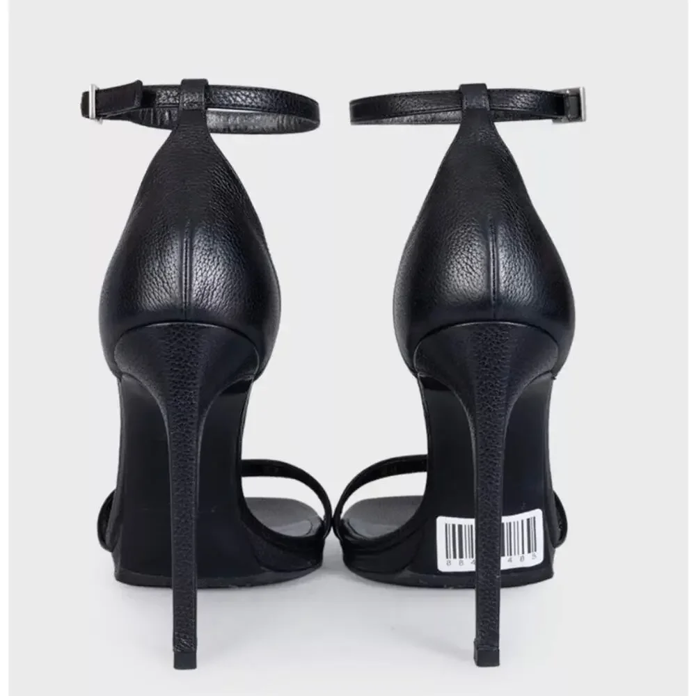 Saint Laurent Black Leather Tribute Heels Size 37 - Picture 4 of 5